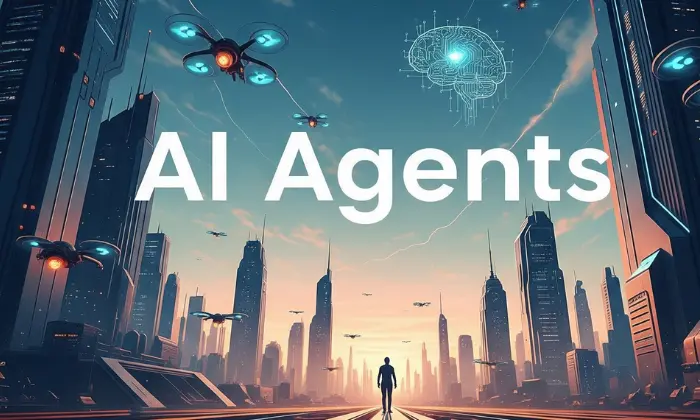 A visual infographic explaining types of AI agents and their role in digital marketing